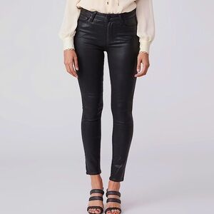 PAIGE Hoxton Ankle Black Fog Luxe Coating Skinny Jeans Size 24 EUC